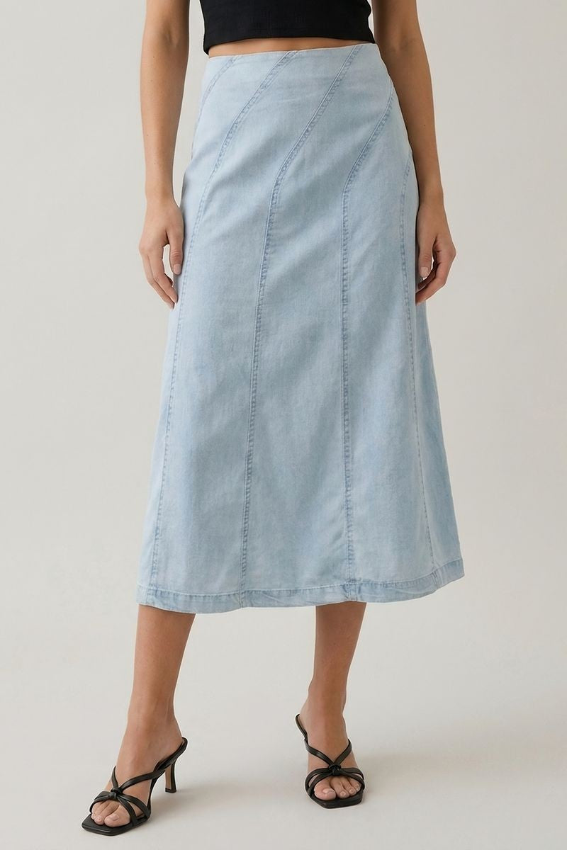 Diagonal Direction Tencel Skirt