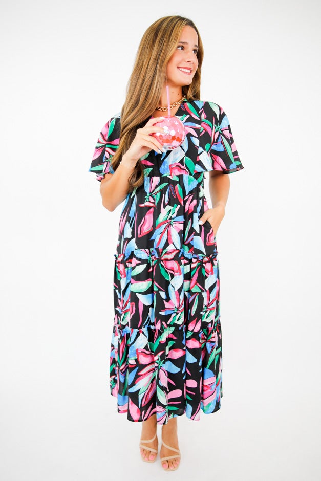 Tropical Mirage Tiered Midi Dress *Final Sale*