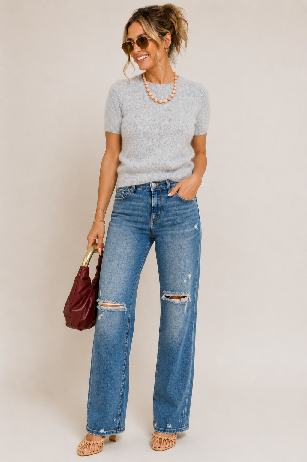 Soft Spot Knit Top Grey