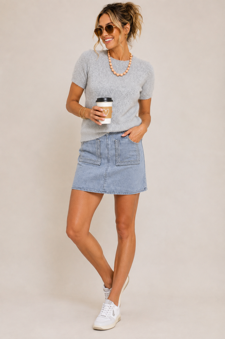 Stitched in Style Denim Mini Skirt