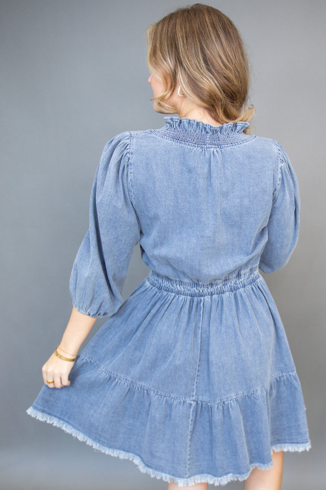 Riviera Ruffle Denim Mini Dress