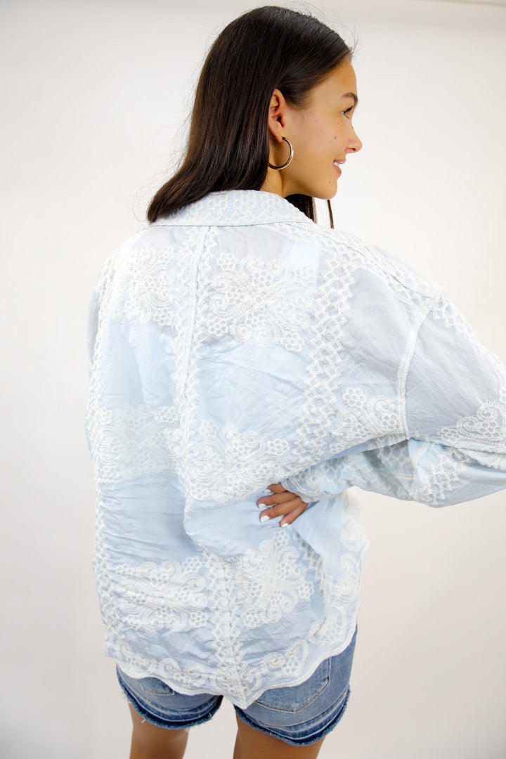 Petalwood Lace Button Down