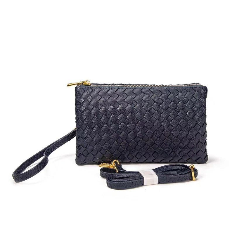 Kathy Woven Three Compartment Clutch/Crossbody Bag