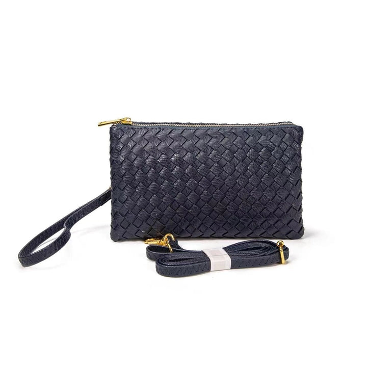 Kathy Woven Three Compartment Clutch/Crossbody Bag