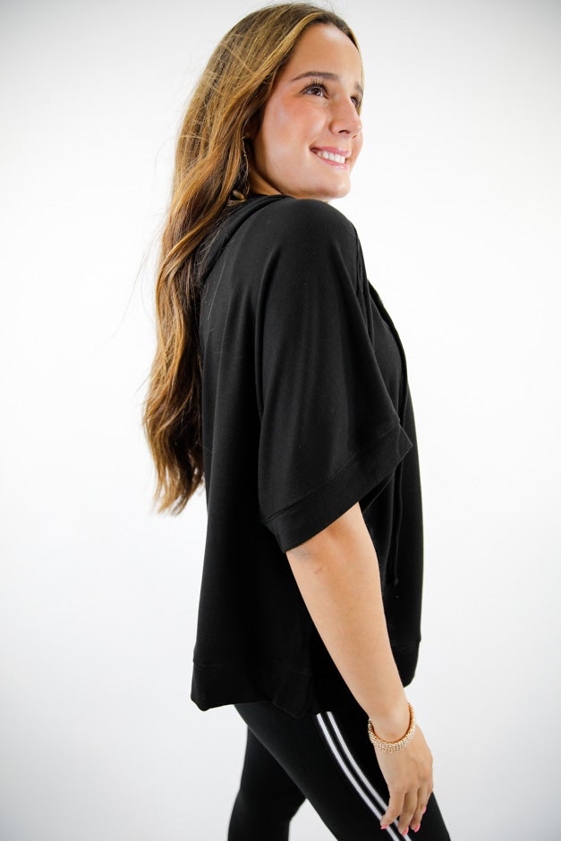 Dolman Half Sleeve Zip-Up Hoodie