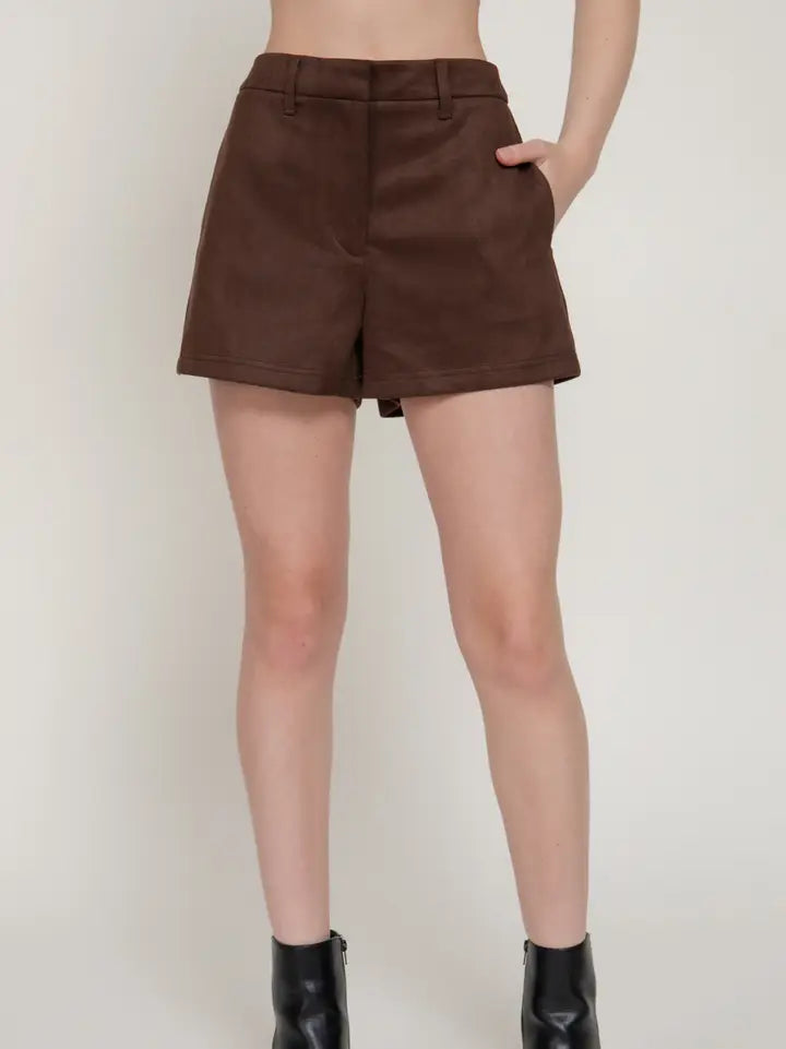 Soft Edge Faux Suede Shorts