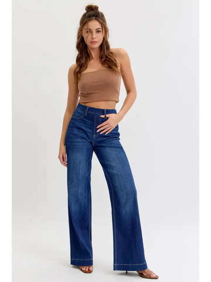 All Day Comfort Wide Leg Jeans Dark Wash