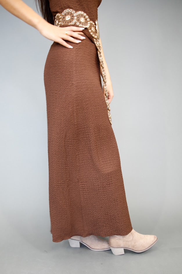 Cocoa Comfort Textured Maxi Skirt