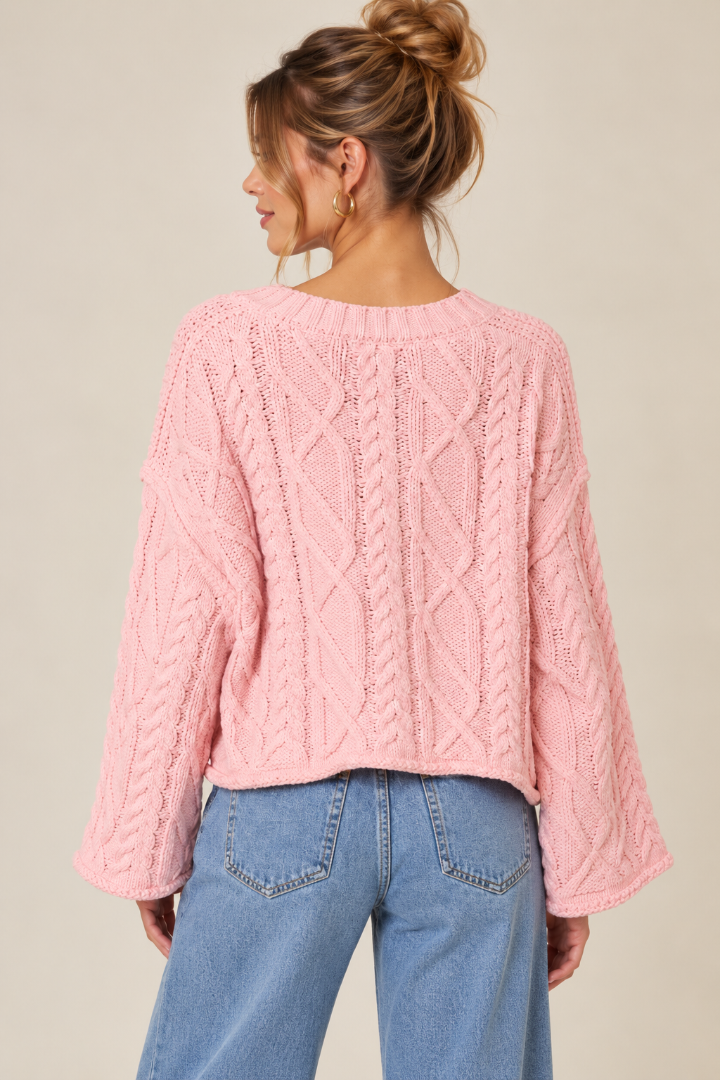 Pretty in Pink Cable Sweater