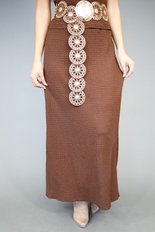 Cocoa Comfort Textured Maxi Skirt