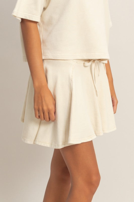 Cozy Contrast Knit Skort
