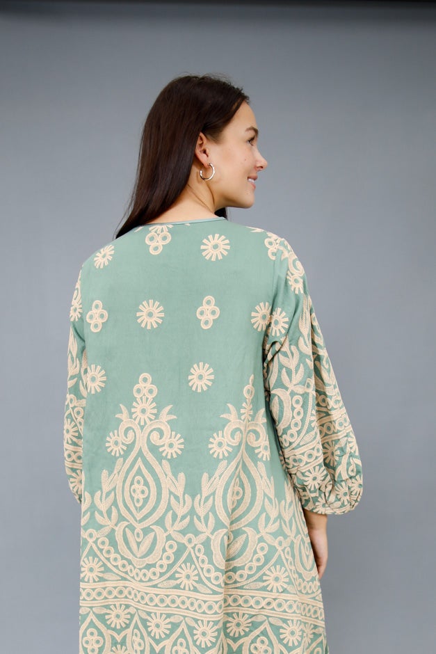 Sage Solstice Embroidered Dress *Final Sale*