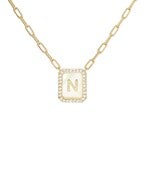 Initial Letter Rectangle Pendant Necklace