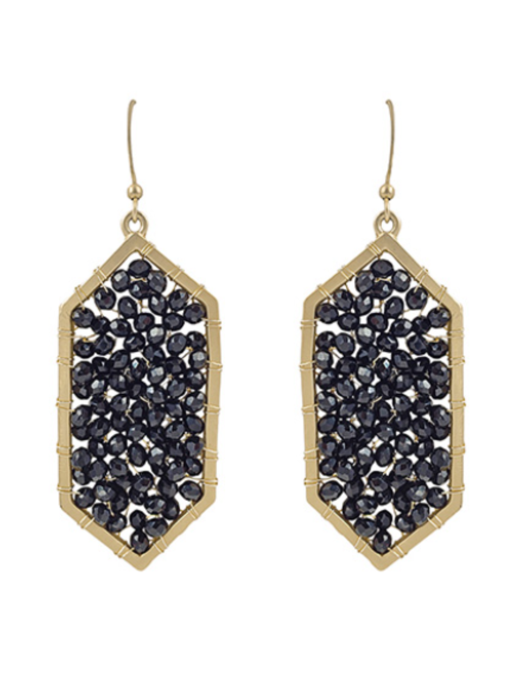 Beaded Hexagon Earrings (Multiple Colors)