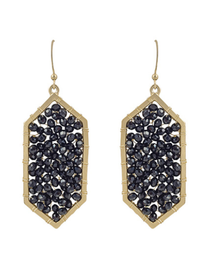Beaded Hexagon Earrings (Multiple Colors)