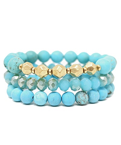 Golden Horizon Beaded Bracelet Stack