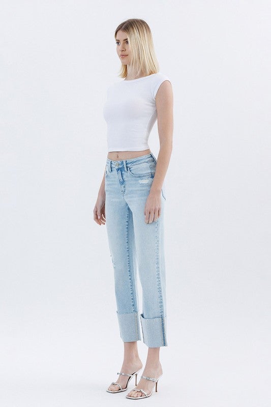 Vervet Coastal Mist Cuffed Crop Jeans