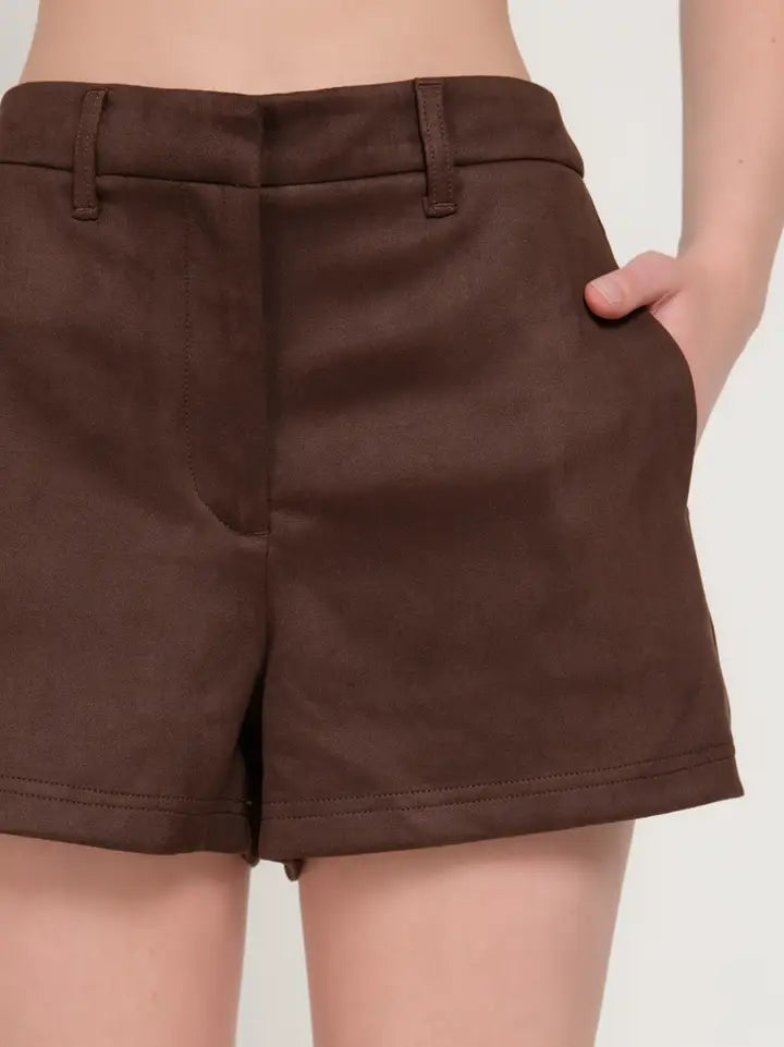 Soft Edge Faux Suede Shorts