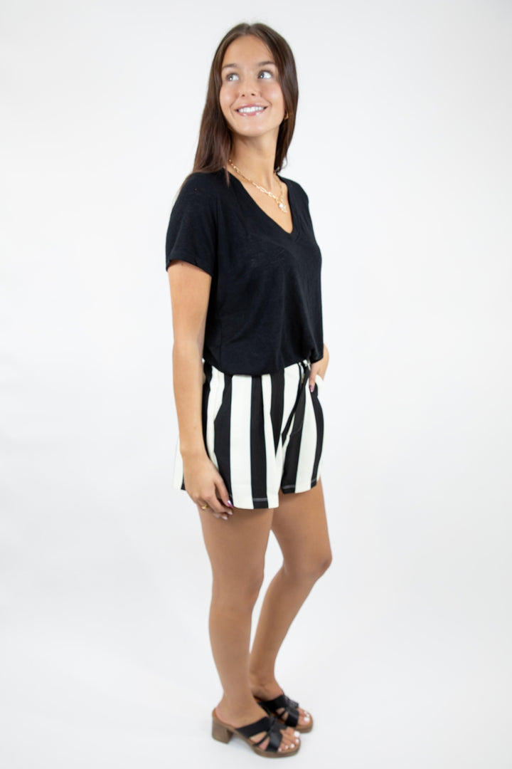 Black High Rise Stretch Shorts