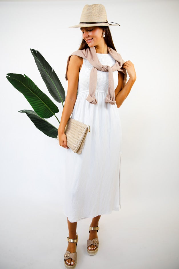 Seaside Sunset Smocked Midi Dress