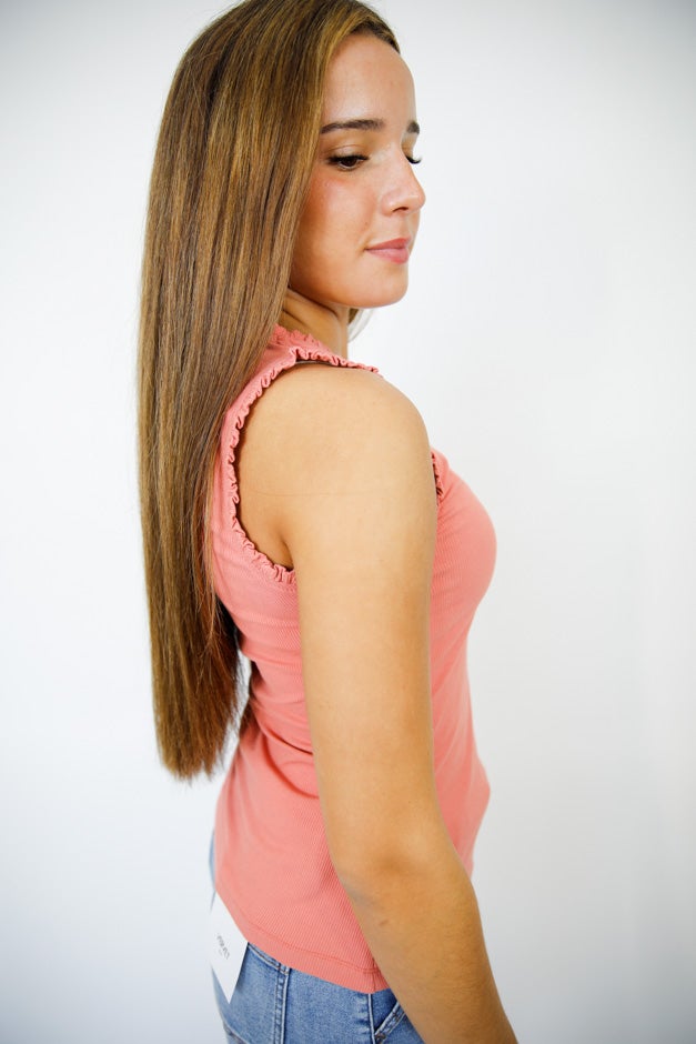 Frill Seeker Ribbed Knit Tank