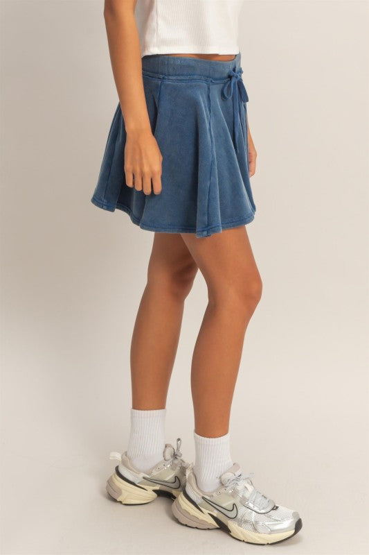 Cozy Contrast Knit Skort