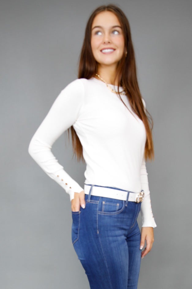 Midnight Charm Button Cuff Sweater