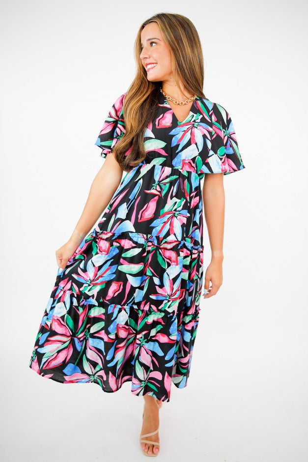 Tropical Mirage Tiered Midi Dress *Final Sale*