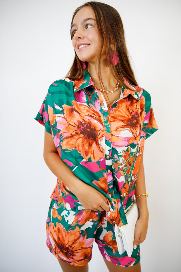 Island Bloom Button-Up Blouse *Final Sale*