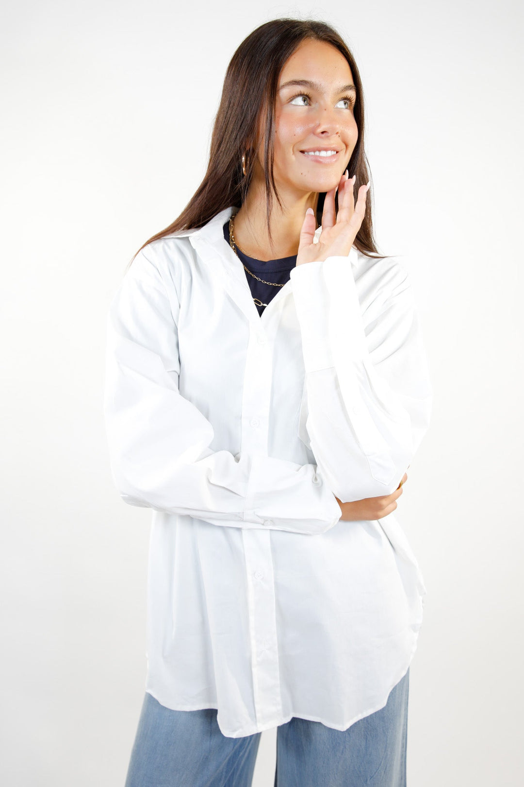 Effortless Ivory Oversized Button Down