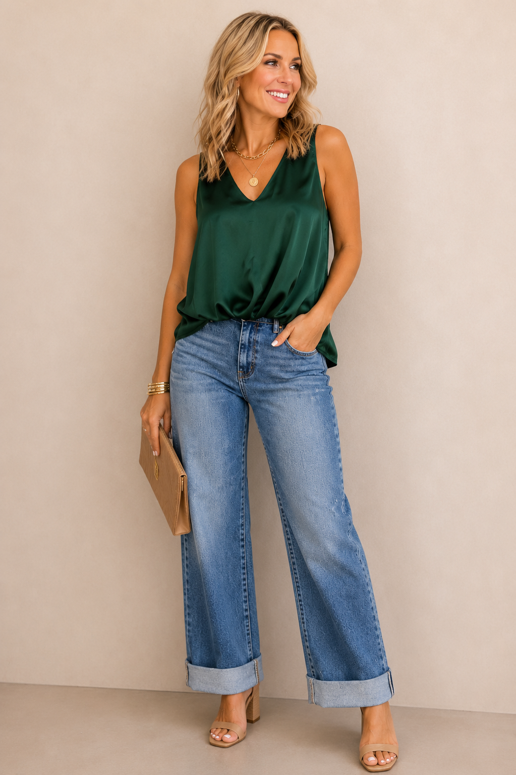 Soft Statement Bubble Hem Satin Top