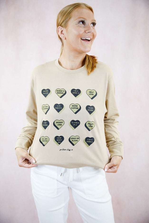 Conversation Heart Long Sleeve Graphic Tee *Final Sale*