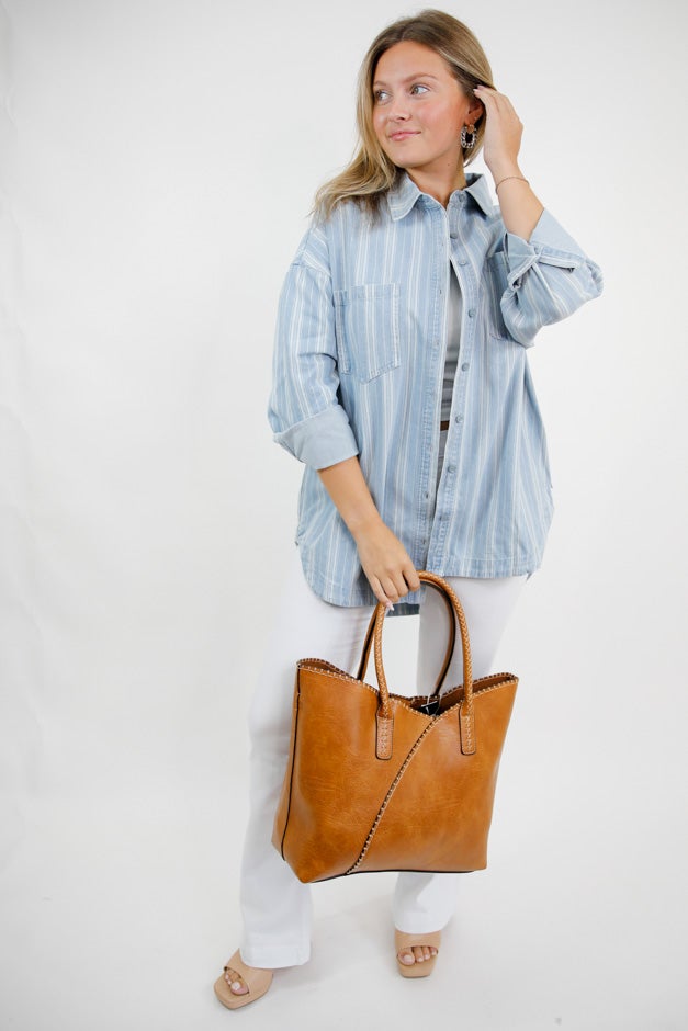 Drift On By Button Down Shacket *Final Sale*