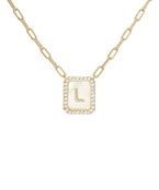 Initial Letter Rectangle Pendant Necklace