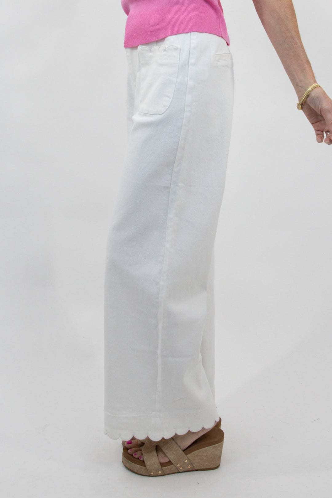 Chateau Scallop Wide-Leg Pants