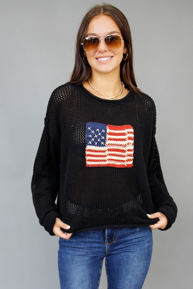Stars & Stripes Open-Knit Sweater