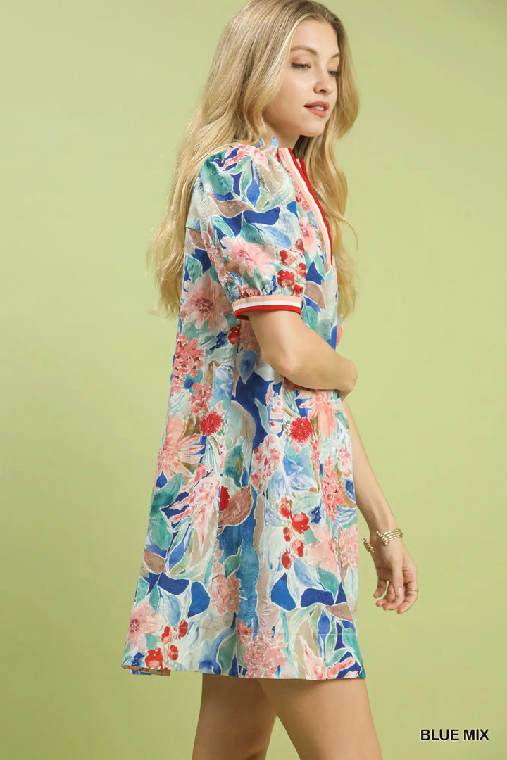 Blue Mosaic Midi Dress