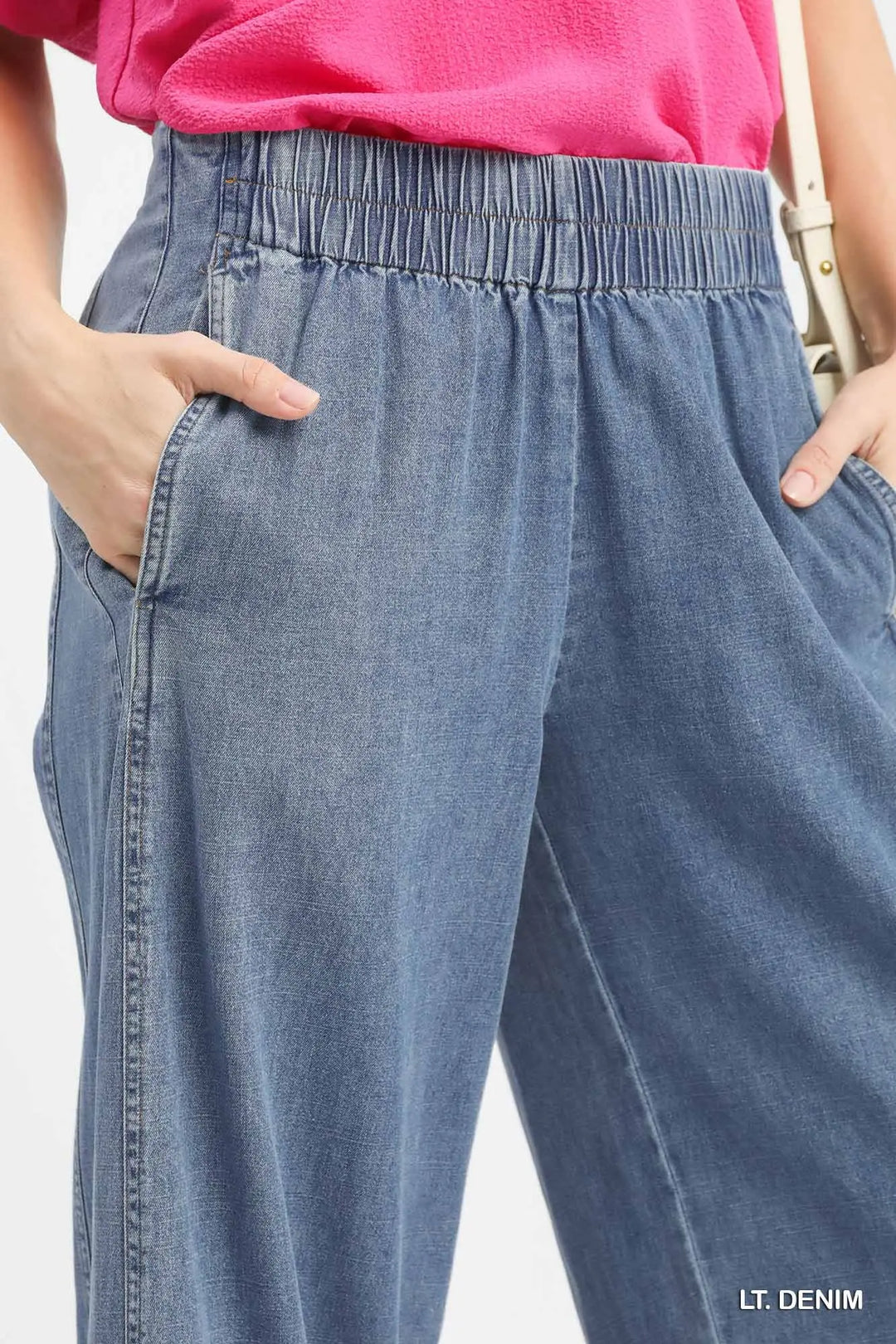 Stone Washed Denim Flare Pants