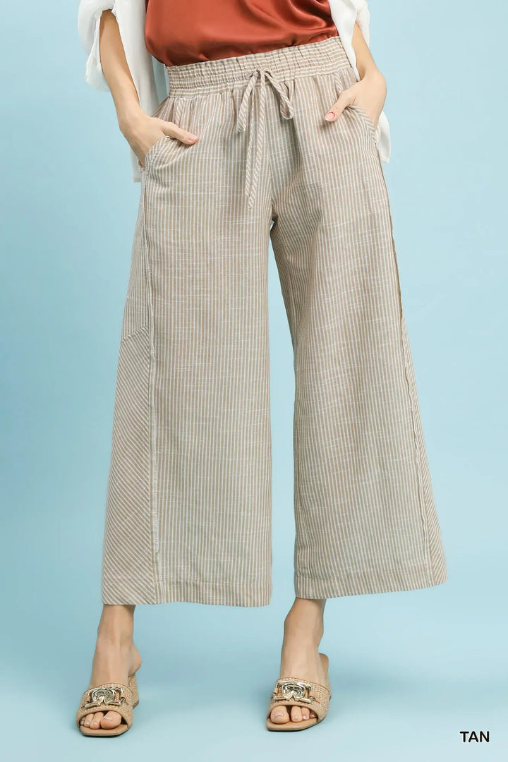 Wide Leg Pants With Contrast Stitch Details