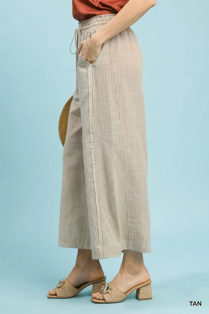 Wide Leg Pants With Contrast Stitch Details