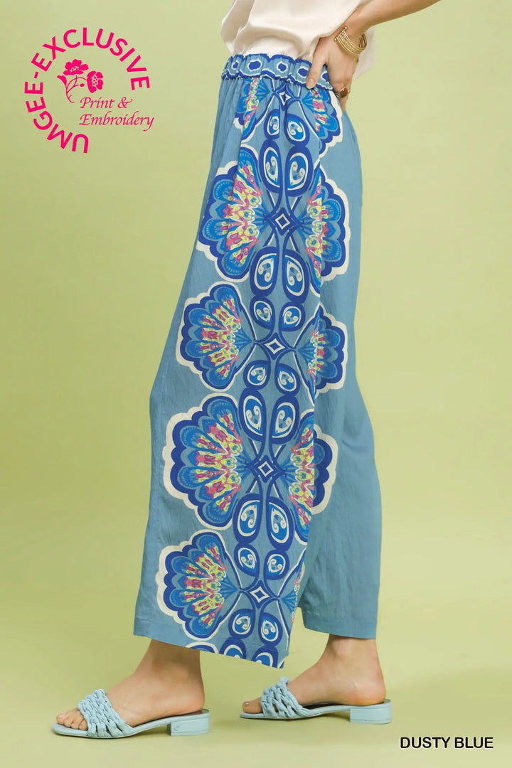Print Wide Leg Palazzo Pants