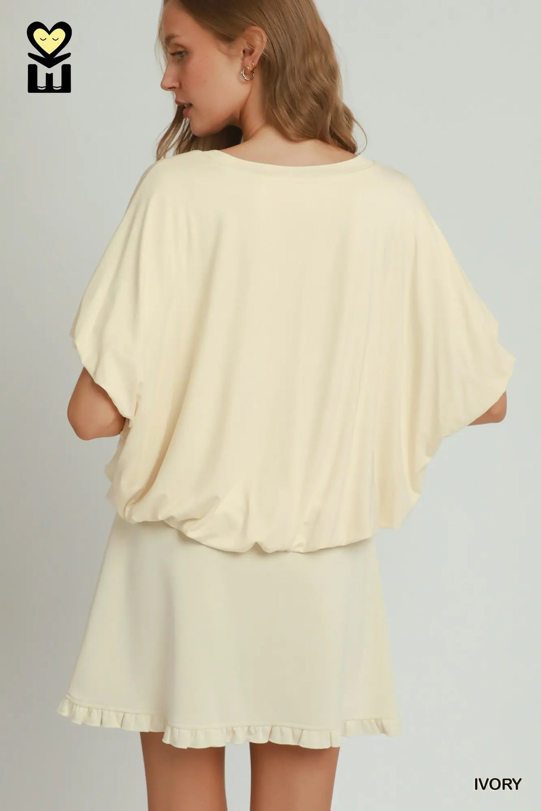 Ivory Bamboo Bubble Sleeve Knit Top