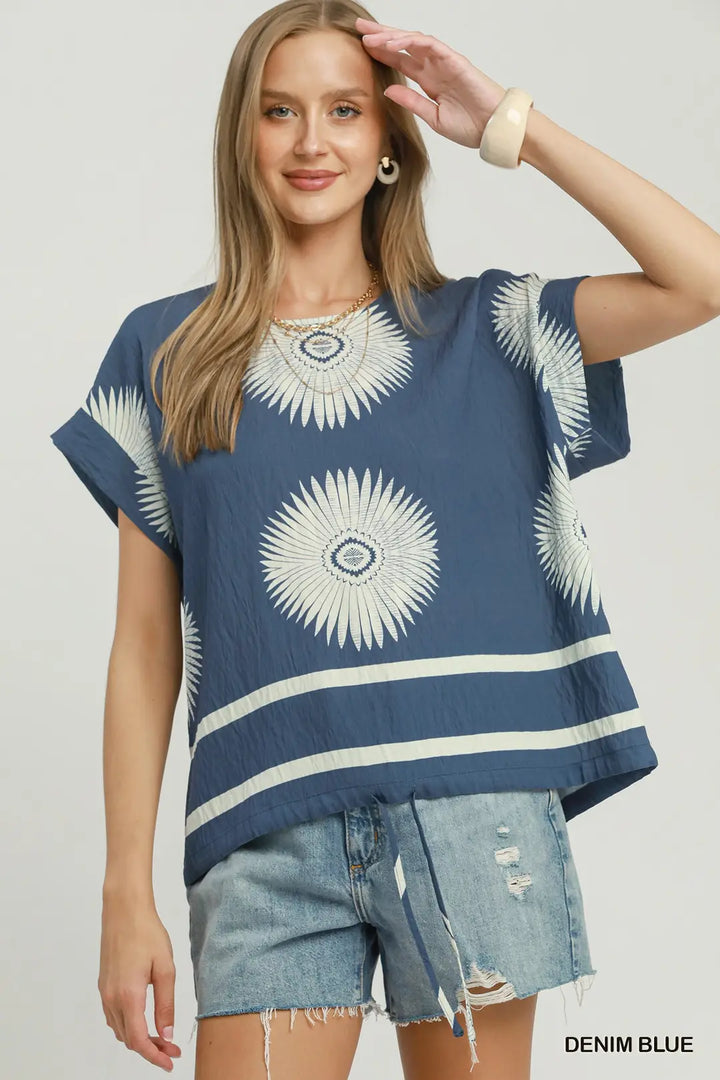 Take Me Somewhere Abstract Print Top