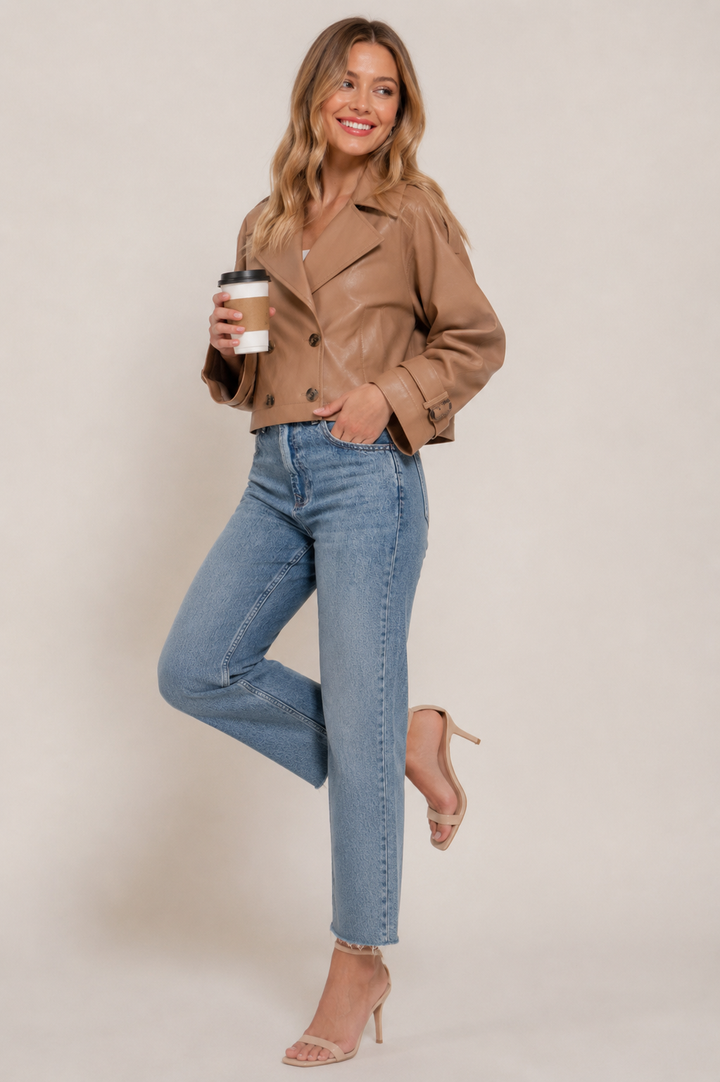 Toffee Talk Faux Leather Jacket