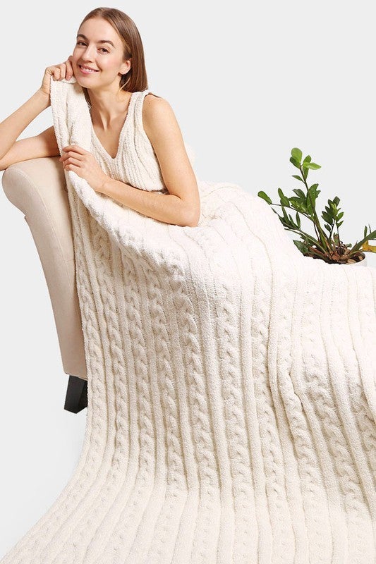 Cozy Crest Knit Throw Blanket