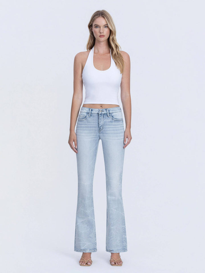 Tummy Control Mid Rise Light Wash Bootcut Jeans
