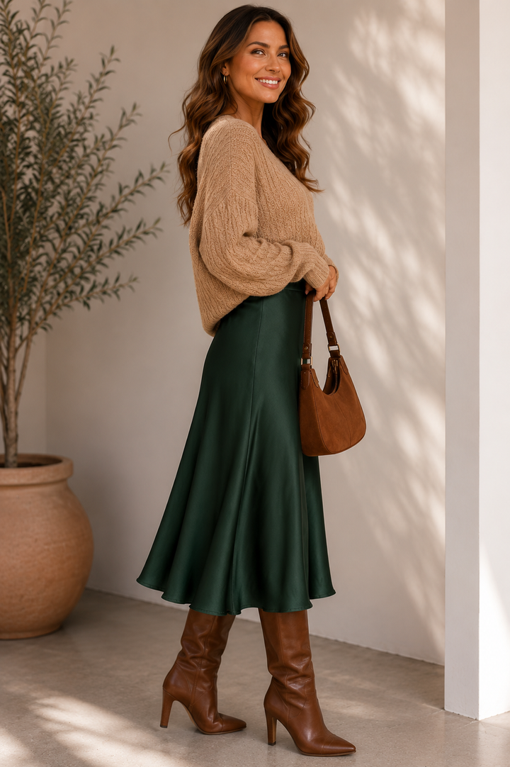 Satin Season High Waist Maxi Skirt