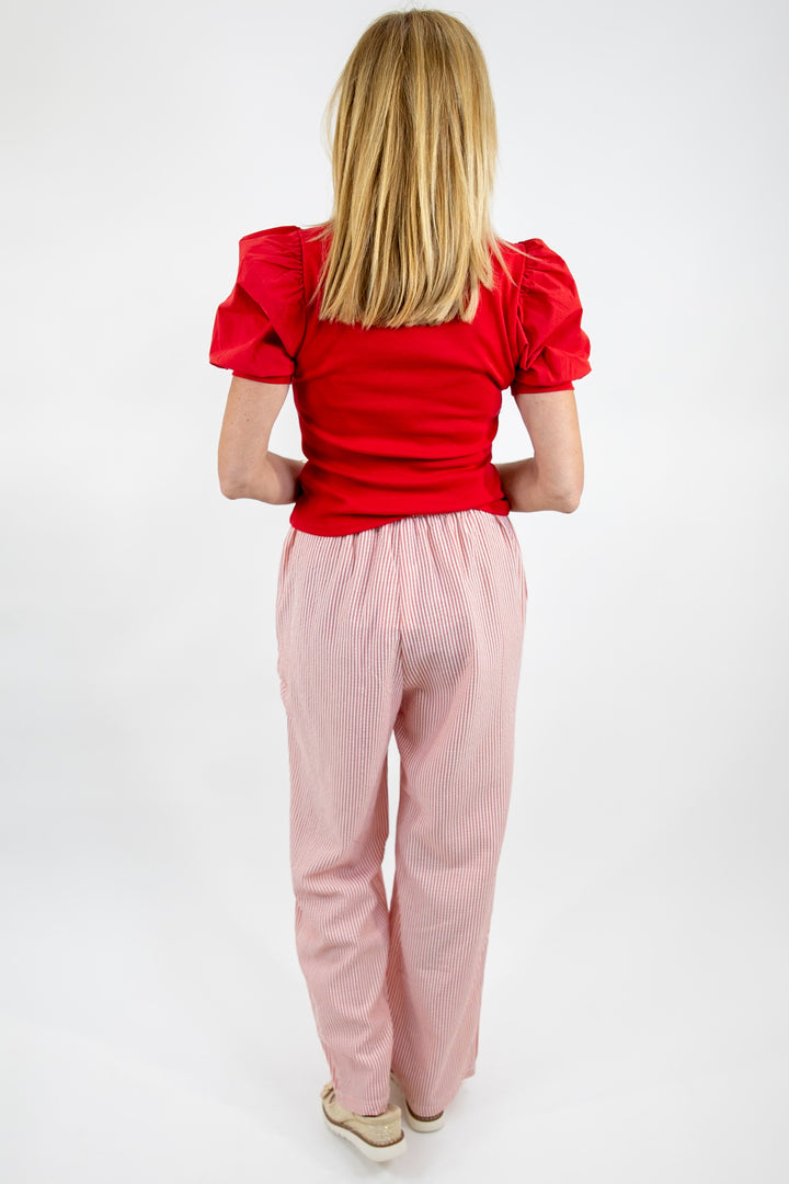 Classic Red Puff Sleeve Top