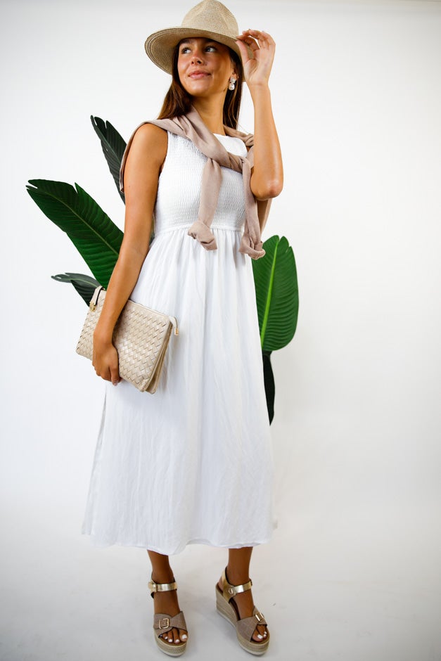 Seaside Sunset Smocked Midi Dress