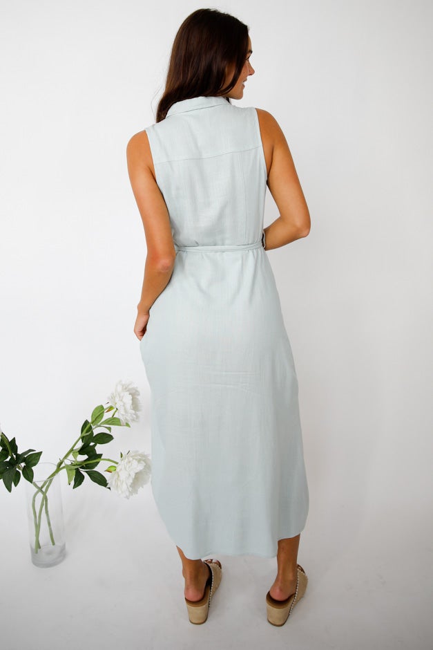 Sleeveless Belted Button-Down Midi Dress *Final Sale*